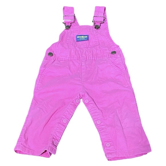 Vintage 90s Oshkosh B'gosh Vestbak Pink Overalls Made In USA‎ Girls 18 Months - Picture 1 of 8